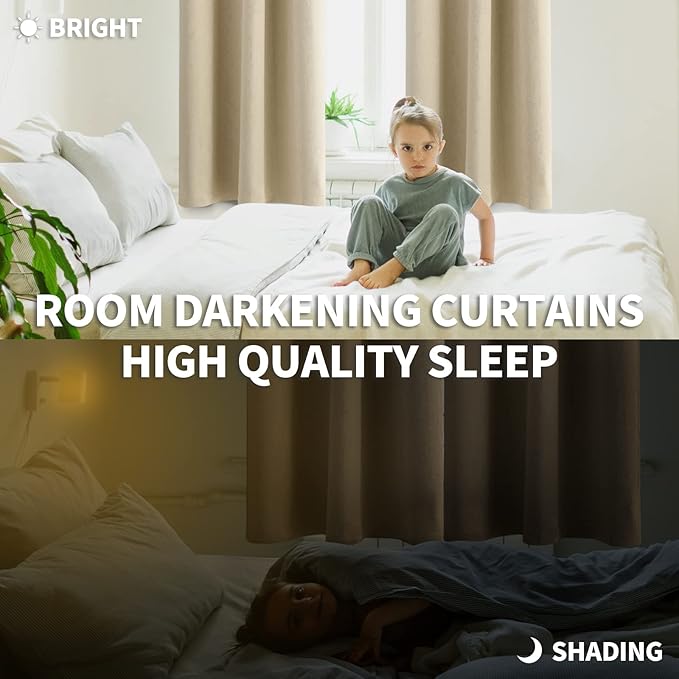 BGment Room Darkening Curtains 108 Inches Long - Grommet Thermal Insulated Drapes Window Treatment Curtains for Bedroom, 2 Panels, 52 x 108 Inch, Beige