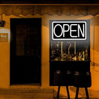 Open Signs for Business Ultra Bright LED Neon Open Signs for Business Storefront Window Glass Door Shop Store Florists Bar Salon Pubs with ON/OFF Switch (White/Black Backing, 32 Inch)
