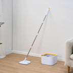 True & Tidy® TrueClean Mop and Bucket System Plus with New Easy Lift Inner Bucket, Self Wringing, Separates Clean from Dirty Water, Folding Mop Head, Dual Brush System, 8-pc Machine Washable Mop Pads