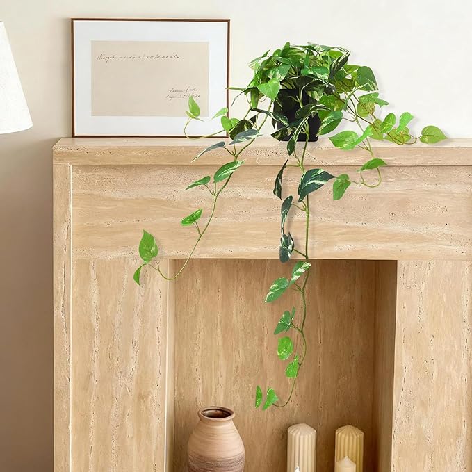 Fake Pothos Hanging Plants, 33" Artificial Hanging Plant, Faux Pothos Vines Hanging Plant Greenery for Home Living Room Indoor Outdoor Decor