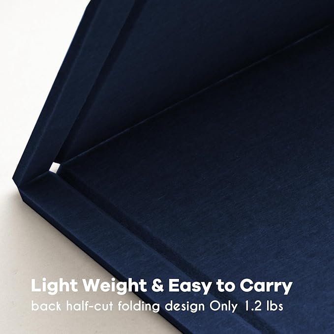 Bulletin Board, 35 x 17 1/2 inches Felt Board - Decorative Pin Board, Cork Board Alternative for Wall, Foldable Self-Adhesive Vision Board Prayer Board with 20 Pushpins Dark Blue