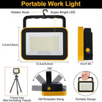 2 Pack 40W Rechargeable Work Light, 2400LM LED Work Light Battery Powered, Portable Flood Light with Stand Waterproof Job Site Lighting for Camping, Fishing, Hiking, Car Repaire with Emergency