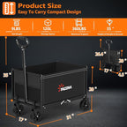 YACONA 3 in 1 Wagons Carts Foldable, 360LBS Lightweight Wagon with All Terrain Wheels, Collapsible Wagon Cart for Grocery, Camping, Beach, Garden & Sports