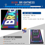 HS P10 Outdoor Programmable Scrolling Led Signs, Open Neon Sign, Digital Electronic Message Board Custom, Large Display Banner Waterproof , for Business Store Commercial Restaurant Window Advertising Public, Full Color High Brightness 152’’x14’’ WIFI c...