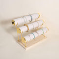 GemeShou Velvet Bangle storage oragenizer for selling, Beige bracelet storage rack for boutique store, Velvet wrap watch holder with wooden base for women girls【Bracelet holder-three tiers】