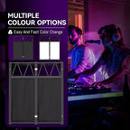 Portable DJ Booth Table,Foldable DJ Table Stand with White & Black Scrim,Adjustable D J Facade Station Metal Frame with Cable Hole for Private Events, Clubs, Bars (Upgrade)