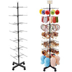 Ripeng 1 Pcs 7‑Tier Retail Display Stand – Rotating Display Rack with Wheels for Jewelry Keychains Socks Hats – Adjustable Movable Shop Spinner for Craft Shows Vendor Events & Stores Accessories,Black