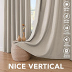 H.VERSAILTEX 100% Blackout Curtains for Bedroom Thermal Insulated Linen Textured Curtains Heat and Full Light Blocking Drapes Living Room Curtains 2 Panel Sets, 42x54 Inch, Cobblestone