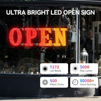 48"x16" Large LED Open Signs for Business with Smart APP & Remote Control, Adjust Brightness/Color/Timer Function, Ultra Bright Open Sign for Window Storefront Bar Restaurant (Multicolor)