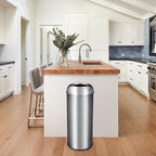 65L/17 Gallon Tall Commercial Trash Can, Large Capacity Brushed Stainless Steel Trash Bin with Open Top, Commercial Grade Heavy Gauge for Home, Office, Restaurant