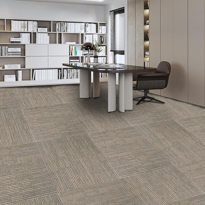 ALTRUISTIC Heavy Duty Commercial Carpet Tiles 24" x 24", 18 Pcs/72 sq ft (FlexLok tabs Included),Non-Slip Soft Square Carpet Floor Tile for Office Bedroom Living Room Kitchen Garage Gym (Khaki)