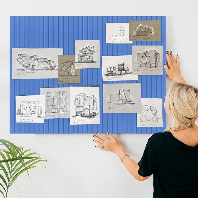Large Felt Bulletin Board 47x47 Inch, 16pcs Peel and Stick Felt Wall Tiles Modern Push Pin Board for Wall Organization