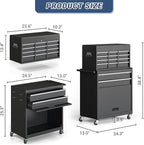 Tool Chest, 8-Drawer Large Rolling Tool Storage Cabinet with Enhanced Packaging, Detachable Top Tool Box with Tray Divider, Liners, Metal Tool Cart for Garage Workshop, Black