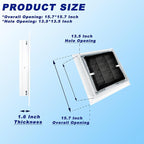 16"*16" Gable Vent,Aluminum Alloy Wall Vent Shed Vents,with Removable Strainer and 180 Degree Opening Angle.Ideal for Attic,Shed,Garage,Play House,Coop.[Inside Dimensions:13.3"w X 13.3"h]-White 1 Pack