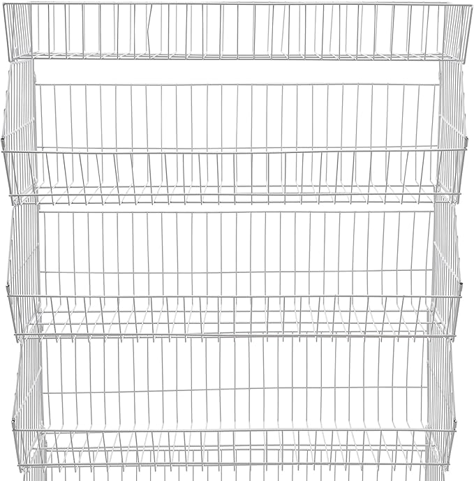5 Tier Retail Display Rack, Rolling Storage Rack 5 Layers 35.43*16.93*53.54in Metal Display Shelf Fruit Vegetable Snack Basket Storage Supplies for Home Store Market (White, 90*43*136cm)