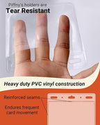 Clear ID Holder for Lanyard - ID Card Holder Waterproof (Inches, 4 x 3 Horizontal 100 Pack)