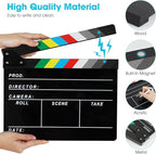 Acrylic Movie Film Directors Clapboard, Photography Video TV Cut Action Scene Slate Clapper Board Props, Black
