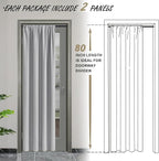 JIUZHEN 80 Inch Length Door Curtains for Doorway Privacy Insulated Blackout Curtains with Tiebacks Rod Pocket Room Divider Curtain Cover for Bedroom Closet Door, Set of 2, 42 x 80 Inch, Silver Grey