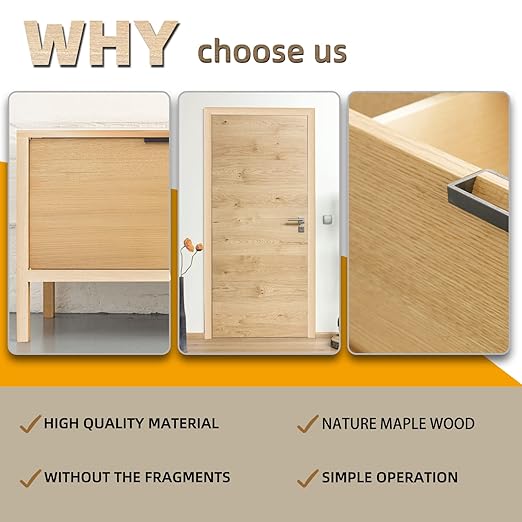 GSCIT Club Wood Veneer, 8 inch x 50ft Maple Edge Banding Preglued Flexible, Veneer Tape Banding for Cabinet Repair Furniture Restoration