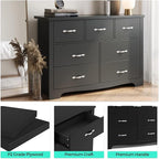 LINSY HOME 7 Drawers Dresser for Bedroom, Wood Bedroom Dressers Modern Drawer Chest, 7 Chest of Drawer, Tall Dresser for Closet, Dressers Organizer for Living Room, Closet, Hallway
