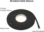 MECCANIXITY Braided Cable Sleeves Heat Shrinkable Fabric Sleeving, 1/4" 60ft Black 2:1 Ratio Heat Shrinkable Cord Protector for Harness Cable, Network Cable Protection, Cable Management
