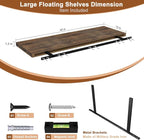 12 Inch Deep Floating Shelves for Wall 3 Pack Floating Shelfs Large Storage Space Wall Decor Display Shelf for Bathroom Living Room Bedroom Kitchen 40" W x 12" D x 1.2" H Rustic Brown