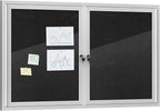 Mifuro 48"x30" Enclosed Bulletin Board, Outdoor Lockable Weather-Resistant Aluminum Cork Noticeboard for School & Office, Silver Frame w/Black Flet