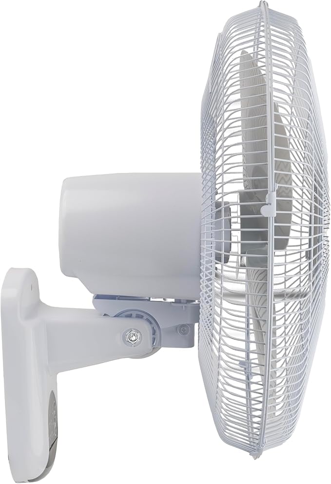 Comfort Zone 16-inch Wall Mount Fan with Remote Control, Quiet 3-Speed Operation, Timer, Adjustable Tilt – Ideal for Bedroom, Home, Gym & Office