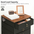 HOOBRO 5-Drawer Chest, Office File Cabinet with Drawers, Rolling Printer Stand, Filing Cabinet for Living Room, Home Office, Nonwovens Drawer, Easy Assembly, Black BFK50WJ01