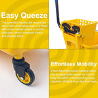 Kefanta 35 Qt Side Press Wringer Combo Commercial Mop Bucket on Wheels Set,Yellow,Include 1 Heavy Duty Industrial Mop for Floor Cleaning and Wet Floor Caution Sign