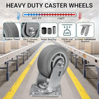 5'' × 2'' Caster Wheels, Heavy Duty Industrial Casters Set of 4 Rubber Wheels, Load 2800lbs Capacity, Swivel Caster for Cart Dolly Toolbox Trolley (4 Swivel)