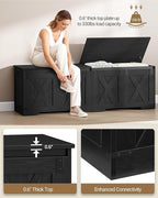59" Storage Chest, Large Storage Trunk with 2 Hinges, Farmhouse Wooden Box Bench, Lift-Top Organizer Chest, Entryway Trunk for Bedroom, Living Room, Black SB15004X