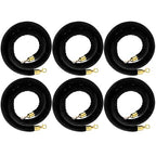 Woanger 6 Pack Velvet Stanchion Rope, 5 Feet Crowd Control Stanchion Ropes Safety Barrier with Gold Plated Hook for Carpet Events Movie Theaters Grand Openings Hotels Party(Black)