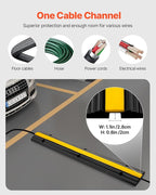 VEVOR 4 Pack of 1-Channel Rubber Cable Protector Ramps Heavy Duty 22046Lbs Load Capacity Cable Wire Cord Cover Ramp Speed Bump Driveway Hose Cable Ramp Protective Cover