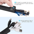 AGPTEK Cable Sleeve Cover, 25ft - 4/5 inch Desk Cord Organizer Cable Hider, Home Office Wire Management Computer TV Wire Loom Tubing, Pet Proof Cord Protector, from Cat Dog Chewing, Black