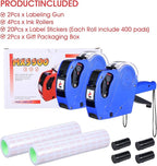 2 Pack Pricing Gun - 8 Digits Price Tag Gun with 8000 Labels & 4 Ink Rollers Kit Blue Pricing Label Maker for Retailer,Supermarket (Blue)