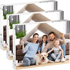 AITEE 8x10 Acrylic Picture Frames 3 Pack, 20% Thicker Block, Clear Picture Frames Freestanding Double Sided Magnetic Acrylic Lucite Frameless Transparent Square Frame Gift for Desktop Display