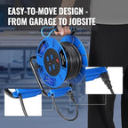 60 FT Retractable Extension Cord Reel, 14AWG Heavy Duty Power Cord with 4 Grounded Outlets, USB-A & USB-C Ports, 13A 1625W, Portable Hand Crank for Indoor Outdoor Use, ETL Listed U60ACR06