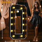Pooqla 4 FT Light Up Marquee Numbers, Black Letter Big Mosaic Numbers 4 Feet Tall for 10th 50th Birthday, Giant Marquee Number Lights for Balloons Party Anniversary Wedding Decorations, Number 0