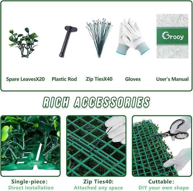 Artificial Boxwood Roll Panels,48"x 120"(40 sq.ft) UV-Anti Faux Ivy Leaves Privacy Fence Screen Grass Wall Roll Panels for Indoor Home Decor and Outdoor Garden Backyard