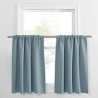 PONY DANCE Dusty Blue Window Curtains 36 inch Length, Thermal Insulated Blackout Kitchen Curtains for Small Window, Short Black Out Drapes for Cafe Bedroom(2 Panels Set, Uranian Blue, 42 inches Wide)