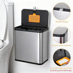 Stainless Steel Sanitary Napkin Receptacle Wall Mounted with 100pcs Trash Bags,Tampon Disposal Bin for Bathroom,Toilet Freestanding or Wall Mounted Trash Can 8x5.1x8.4