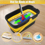Collapsible Mop Bucket for Cleaning with Handle, Silicone Square Wash Bucket for Windows Cleaning Car Washing,Cleaning Supplies Organizer Plastic Water Bucket for Storage Household use, 3-Gallon