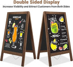 A Frame Chalkboard Sign 40"x20" A Frame Sign, Wooden Sandwich Board Sturdy Double Sided Chalk Board Sign Board Outdoor, Sidewalk Sign for Restaurant, Wedding, Food Truck