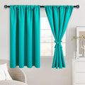 JIUZHEN Blackout Curtains for Bedroom - Thermal Insulated Noise Reducing Privacy Short Curtain for Living Room, Set of 2 Panels with Tiebacks, 42 x 54 inches Long,Peacock Blue