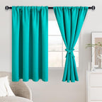 JIUZHEN Blackout Curtains for Bedroom - Thermal Insulated Noise Reducing Privacy Short Curtain for Living Room, Set of 2 Panels with Tiebacks, 42 x 54 inches Long,Peacock Blue