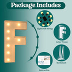 Marquee Letters 3 Feet Tall, 3FT Large Light up Letters F, Big Sign F with Warm White Light for Birthday Wedding Proposal Engagement Graduation Party Backdrop Decorations