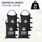 CROWN SHADES Sand Bags for Canopy Legs (120 LBS) Sandbags for Weight, Canopy Weights, Pop Up Tent Weights Bags, Black (Unfilled)
