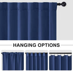 Hiasan Patio Sliding Door Room Divider Curtain Privacy Blackout Thermal Insulated Curtains with Back Tab & Rod Pocket for Bedroom Partition, Living Room Shared Office(100 x 96 Inches, Navy)