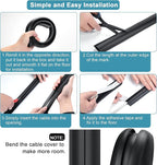 Floor Cable Cover 3ft Grey, LZEOY Cord Covers for Wires on Floor, Cord Hider Floor Cable Management, Extension Cord Floor Cover Low Profile, Floor Cord Cover for Office/Carpet/Floor